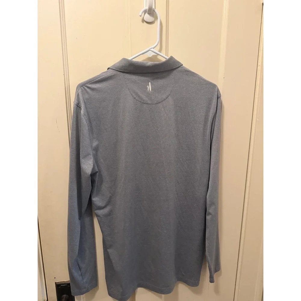 Johnnie-O Mens Long Sleeve Polo Shirt Grey Performance Stretch Size M